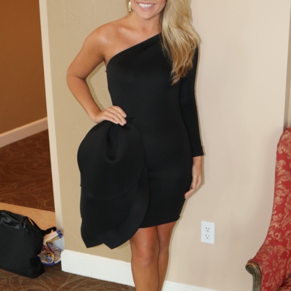 Black Scuba-like cocktail dress